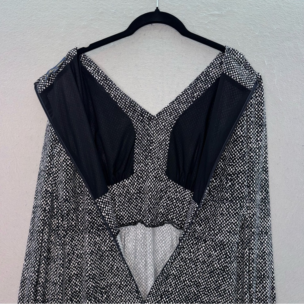 Brooks Brothers women’s black & white printed long sleeve V-neck midi dress SZ S - Picture 4 of 6